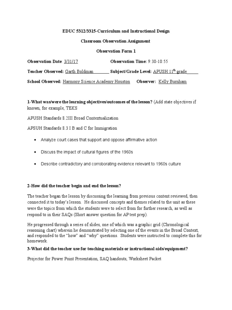 Observation essay on a person example image