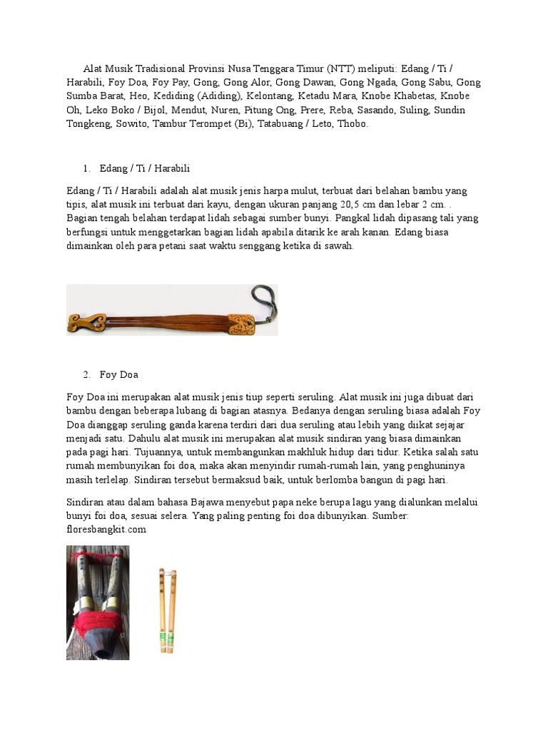Alat Musik Tradisional NTT | PDF | Seni