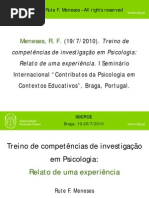 Treino de competências de investigação em Psicologia- Relato de uma experiência