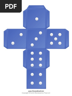Printable 6 Sided Paper Dice Blue