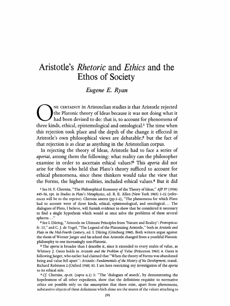 Aristotle's Ethics: Society's Ethos | PDF | Rhetoric | Relativism