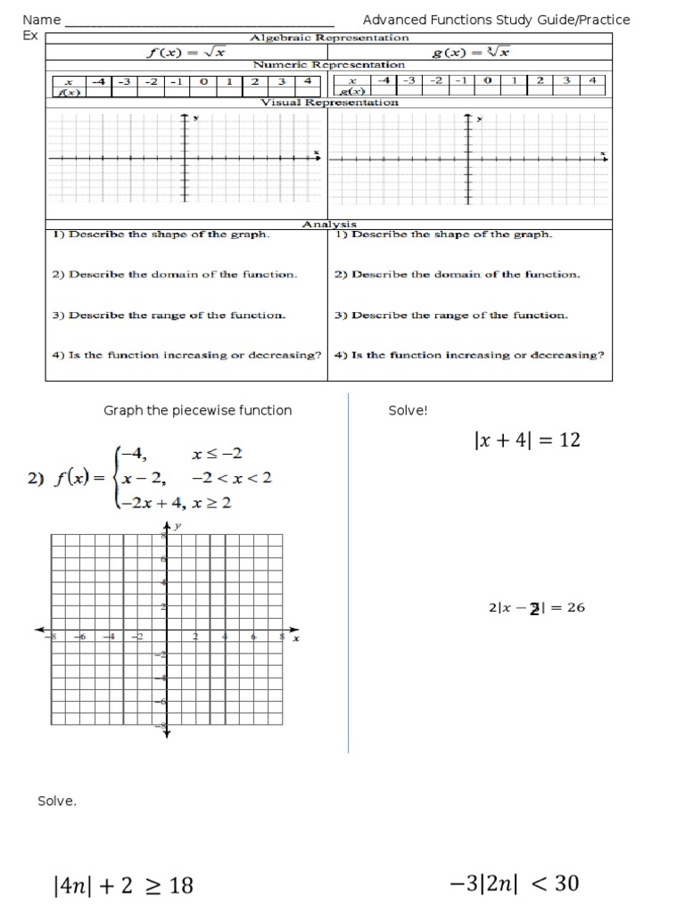 Advanced Functions Study Guide | PDF
