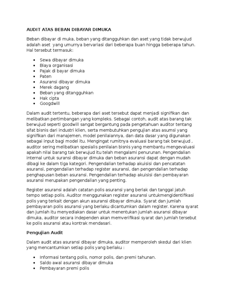 Audit Atas Beban Dibayar Dimuka