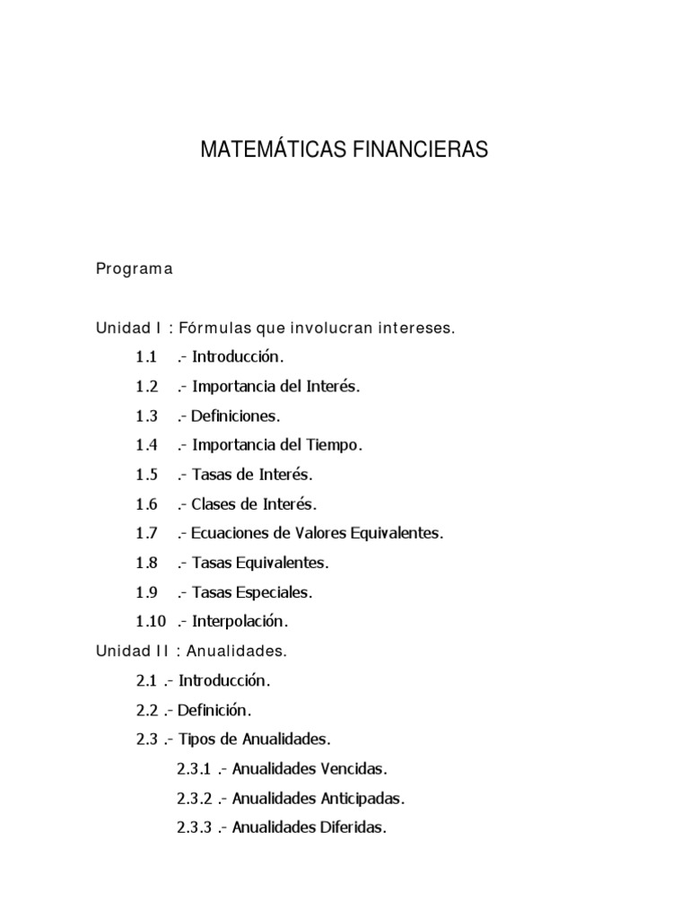 Matematicas Financieras1 PDF | PDF | Interés | Finanzas Matemáticas