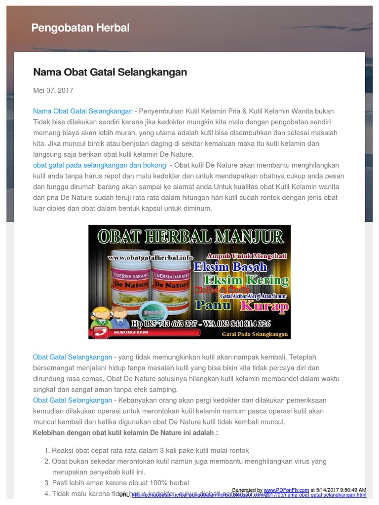 Obat Herbal Gatal Di Selangkangan