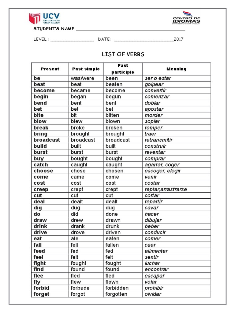 Past Participle Ucv 18 Rules Linguistics Prueba gratuita de 30