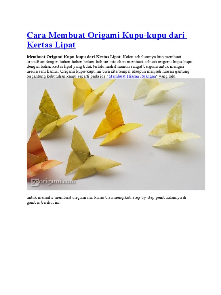 Cara Membuat Origami Kupu