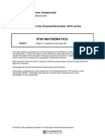 9709 Mathematics: MARK SCHEME For The October/November 2015 Series
