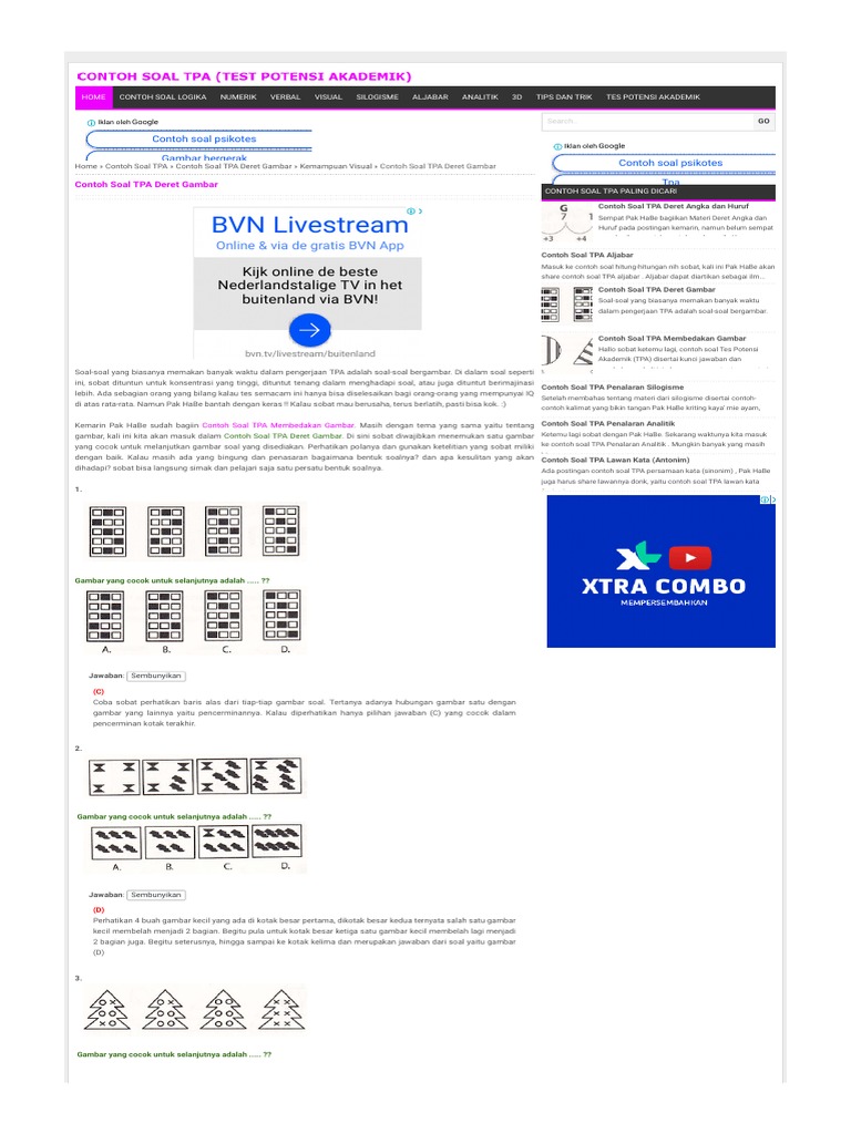 Contoh Soal Tpa Deret Gambar Html