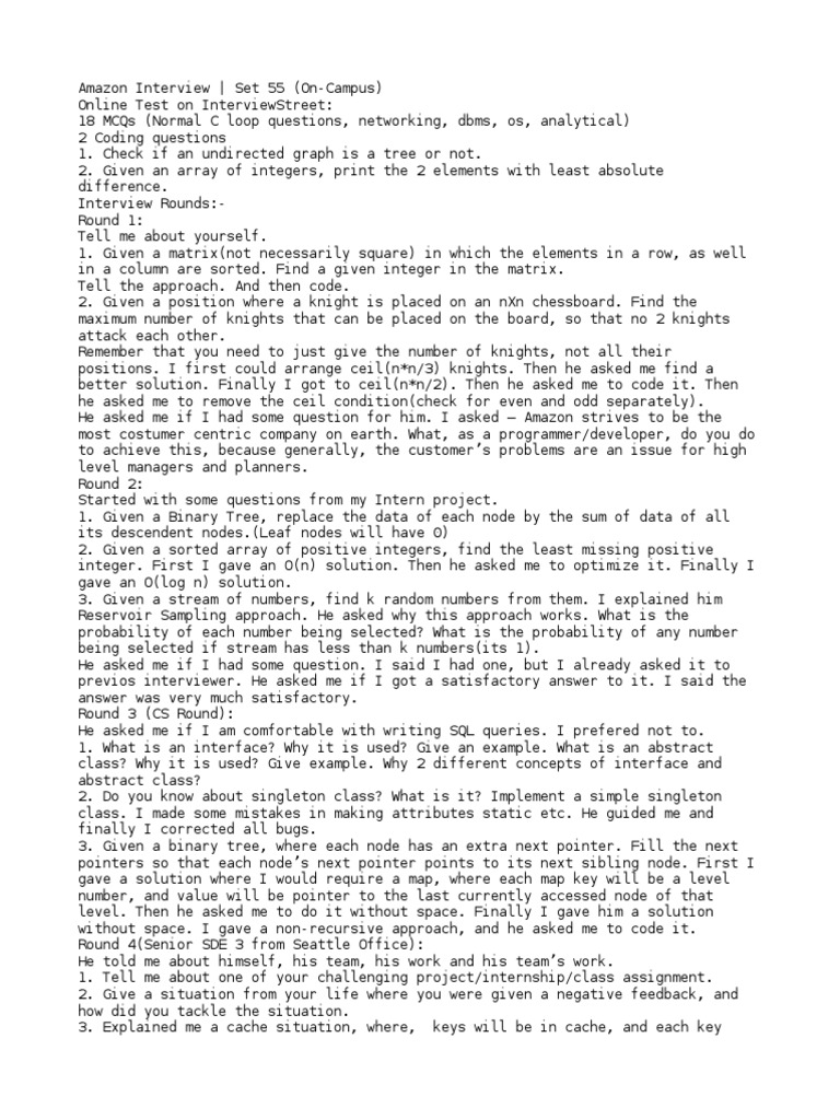 Amazon Interview Questions String Science) Computer