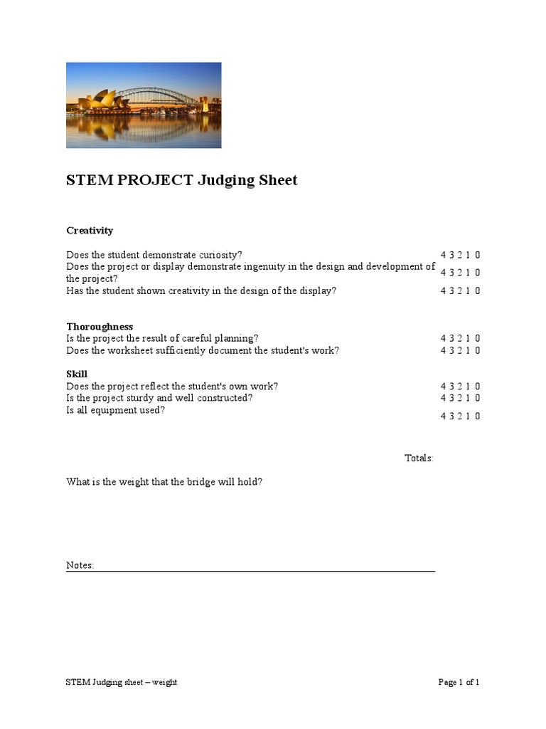 STEM Project Judging Criteria Sheet | PDF