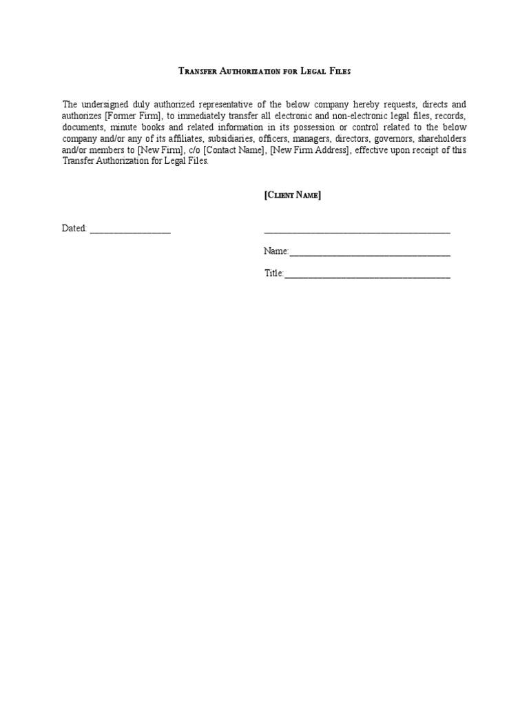Legal File Transfer Authorization | PDF | Law