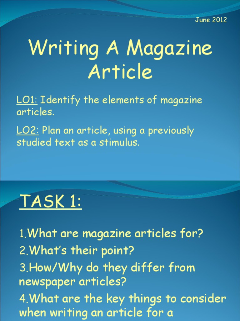 Writing An Magazine Article (KS4) PDF