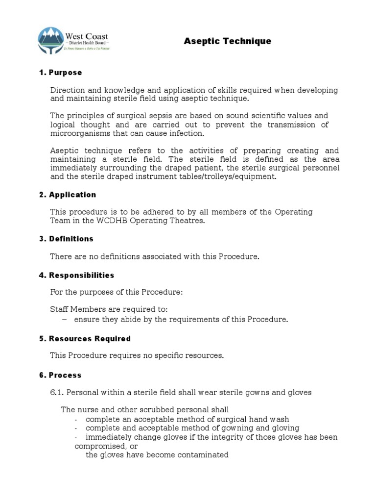 Aseptic Technique Guidelines for Surgery | PDF | Operating Theater ...