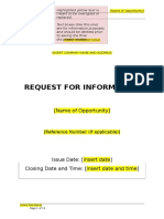 Request For Information Template With Guidance Notes