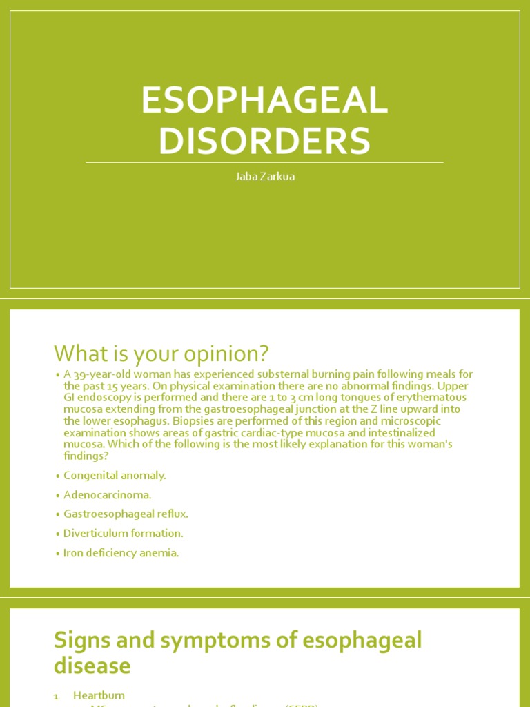 Esophageal Disorders | PDF | Esophagus | Esophageal Cancer
