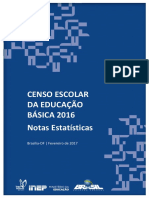 INEP 2016 CENSO ESCOLAR Notas Estatisticas Censo Escolar Da Educacao Basica 2016
