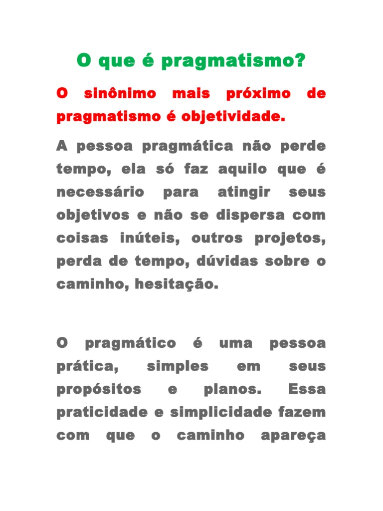 O que é ser pragmático | PDF | Pragmatismo | Emoções