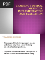 Training Design Methods Implementation and Evaluation