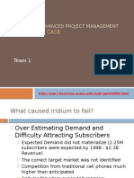 Iridium LLC Case: Opim 5894 Advanced Project Management