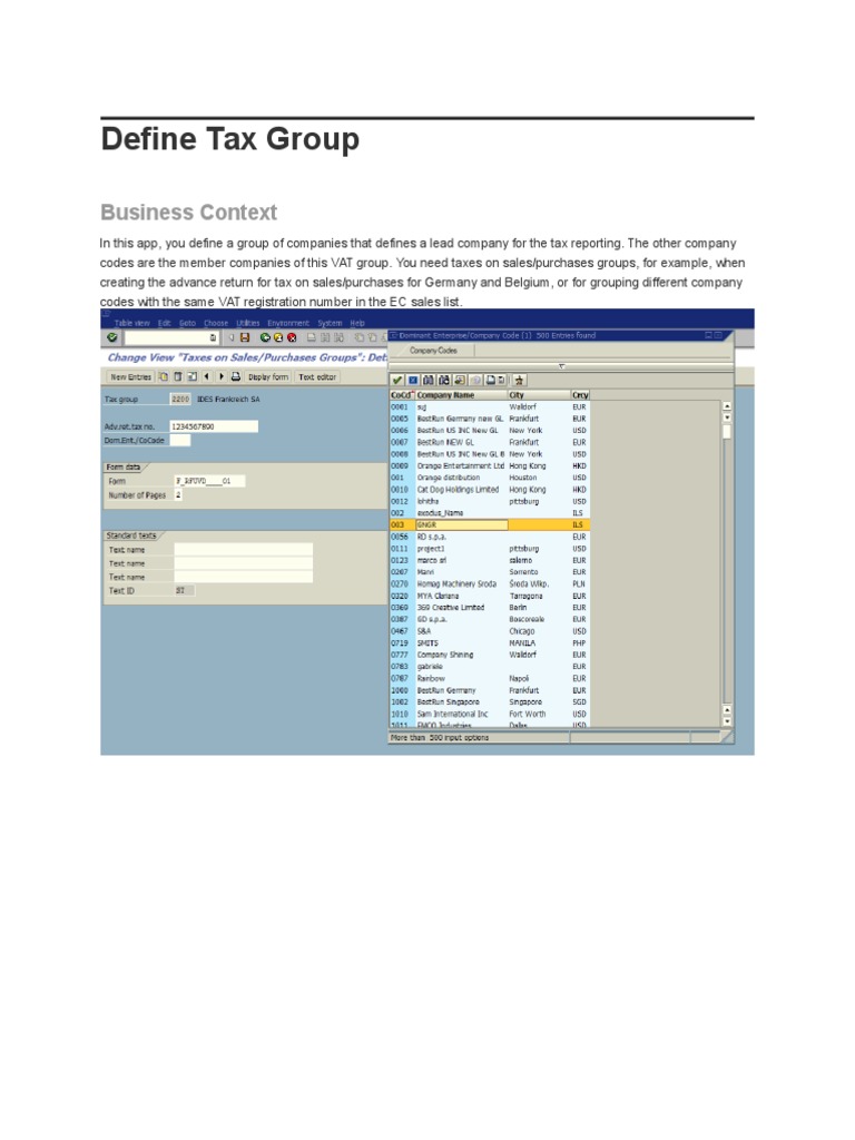 Define Tax Group Configration | PDF