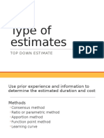 Type of Estimates, Cost and Time For Project