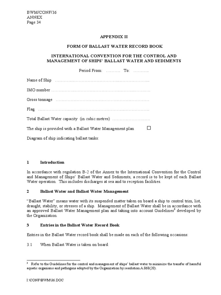 05 Ballast Water Record Book PDF Shipping Ships