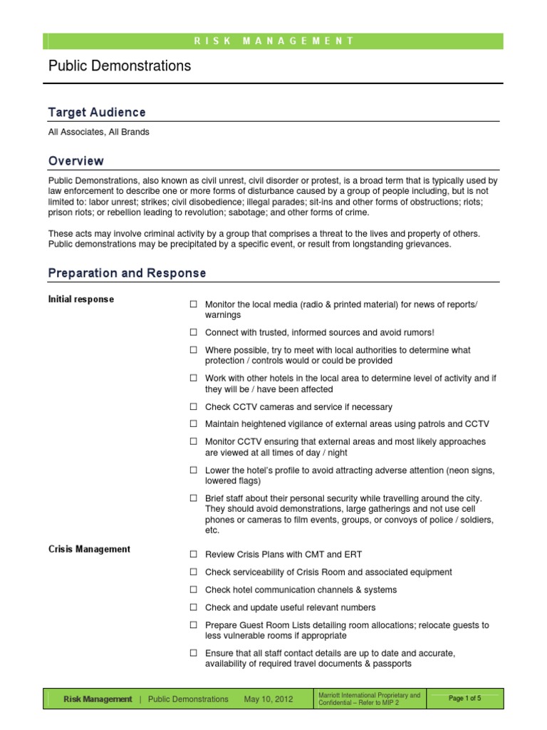 Public Demonstrations Job Aid | PDF | Emergency Evacuation | Crisis ...