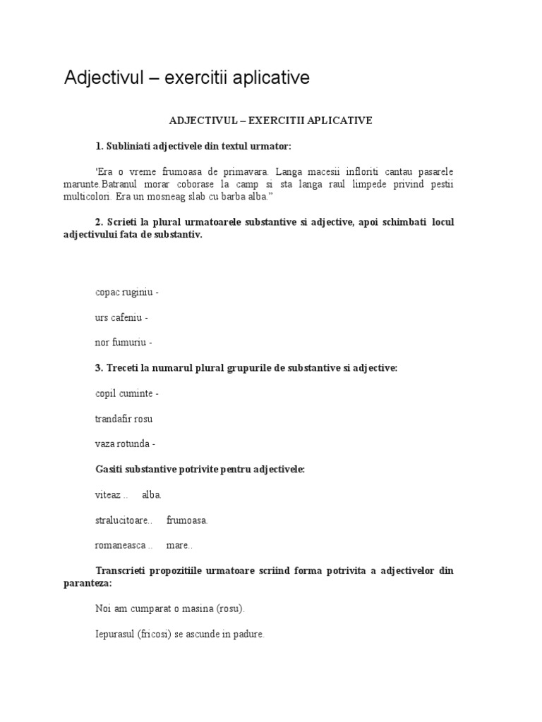 Adjectivul Pdf