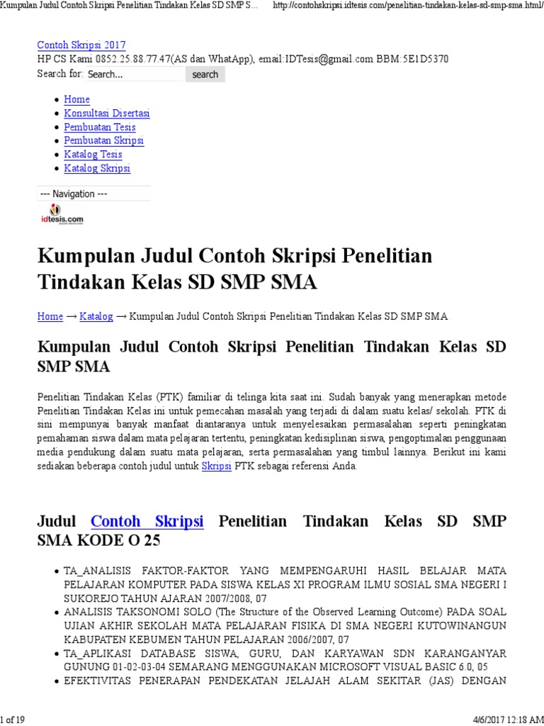 Contoh Skripsi Bahasa Indonesia Ptk Smp