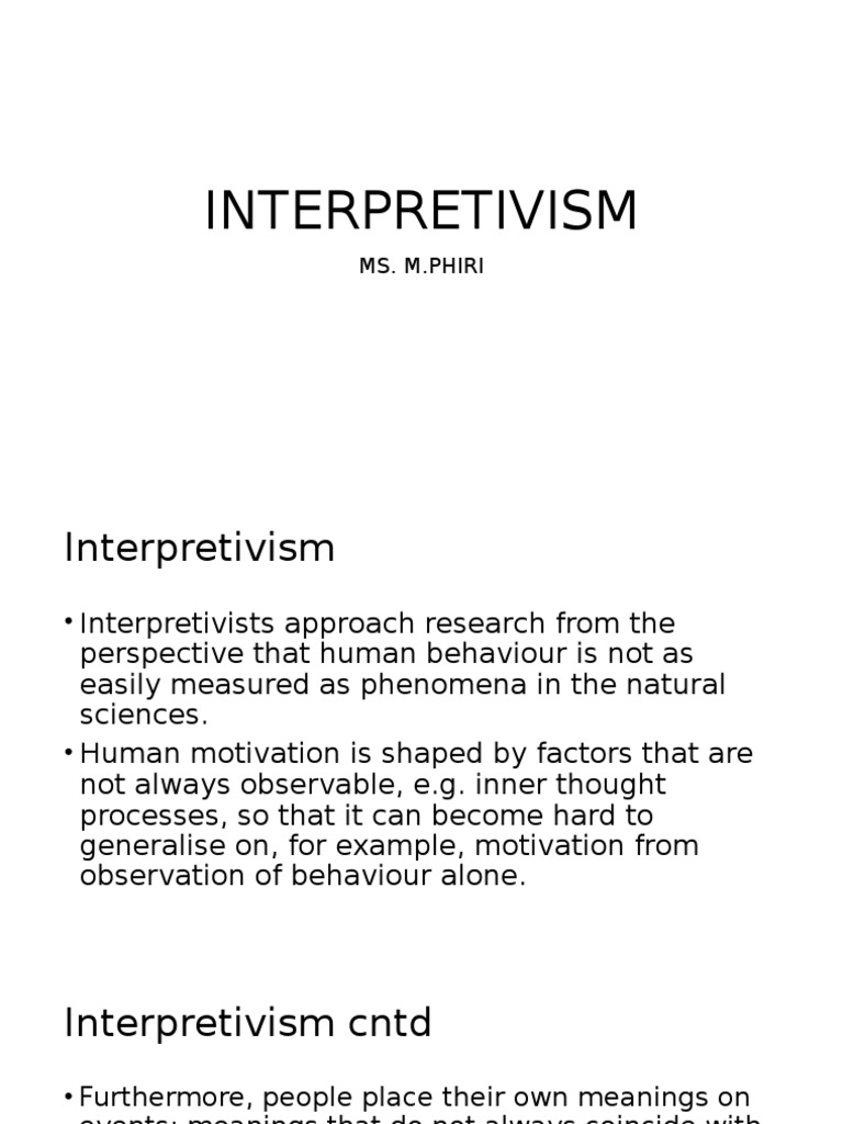 Understanding Interpretivism in Research | PDF