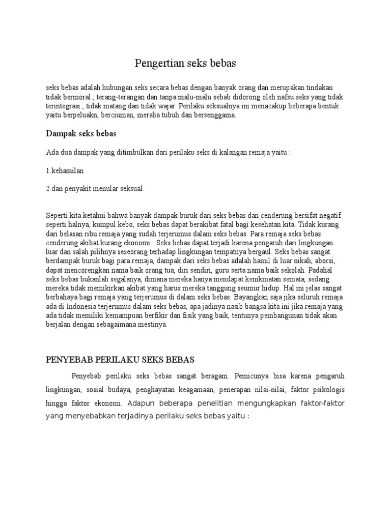 Pengertian Dan Dampak Seks Bebas Pada Remaja Pdf Kesehatan Holistik