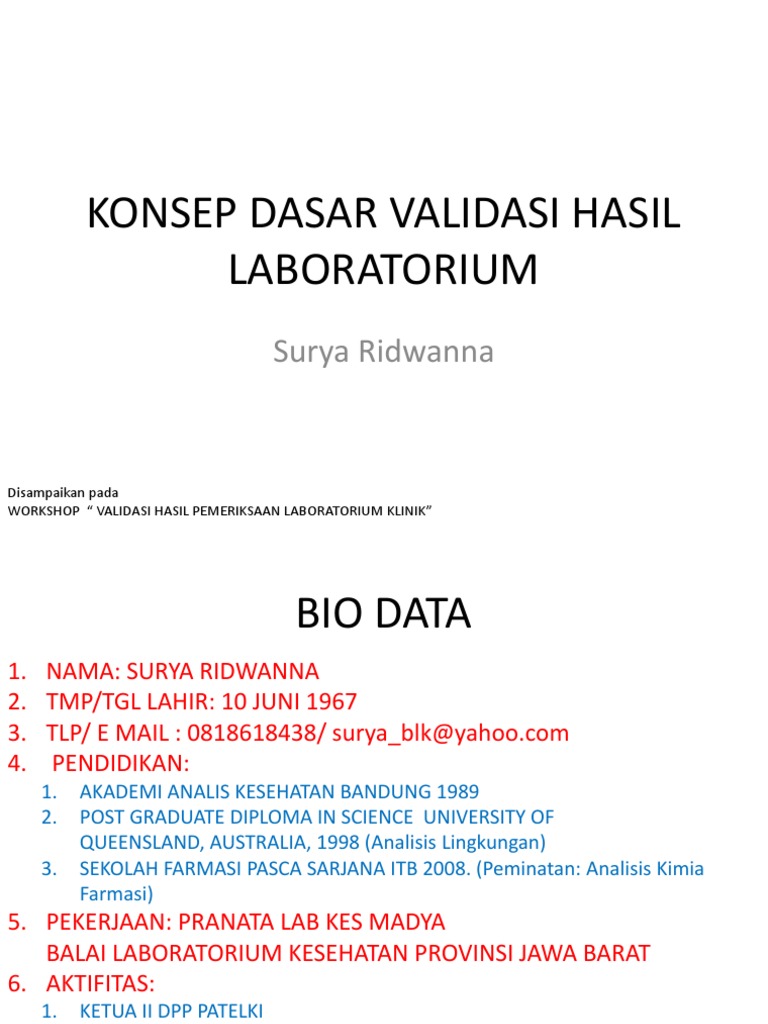 Konsep Dasar Validasi Hasil Lab