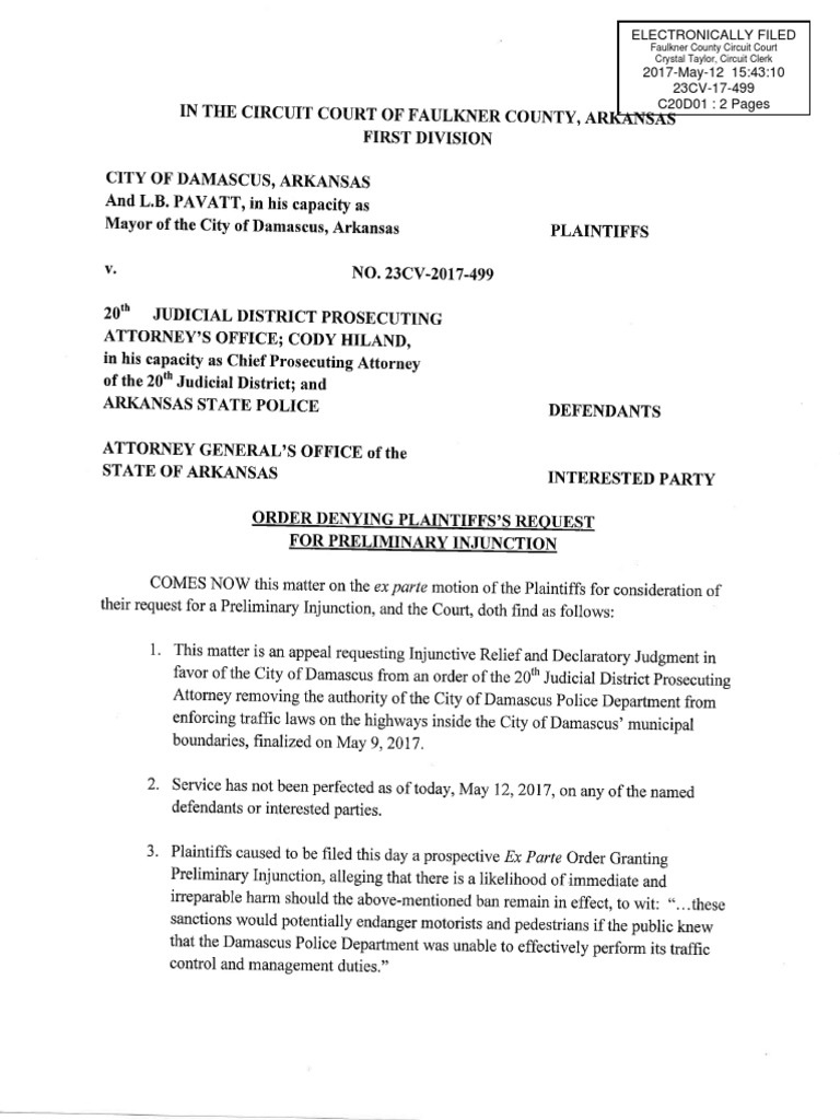 Damascus Police Authority Injunction Denied | PDF | Wisconsin Circuit ...