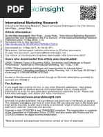 International Marketing Research, Opportunities and Challenges in the 21st Century