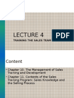 Lecture 4 - Training The Sales Team