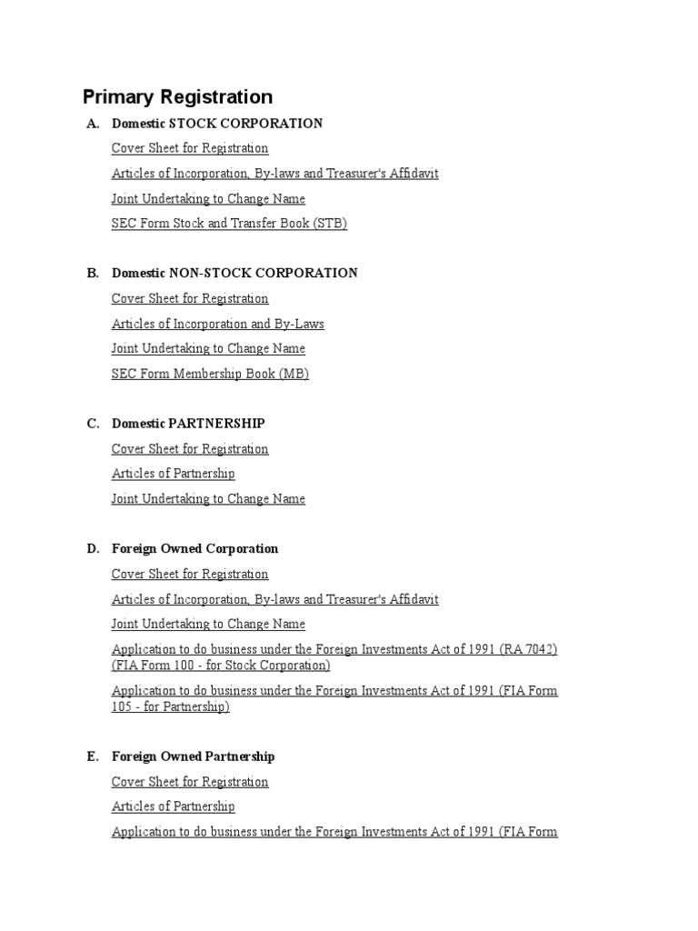 Sec primary registration pdf corporations stocks