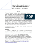 A Formação em História Do Espírito Santo e História Local