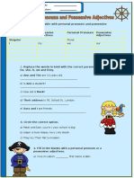 Personal Pronouns and Possessive Adjectives Worksheet