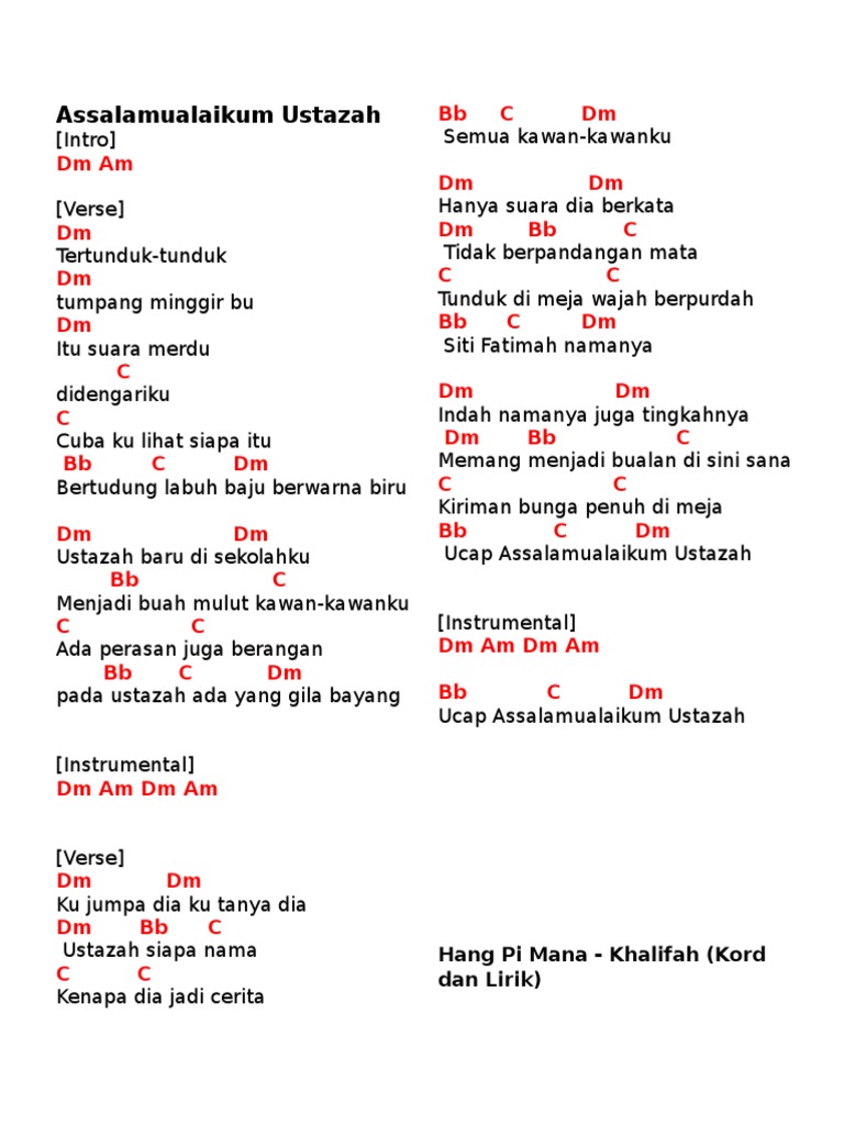 Assalamualaikum Ustazah Pdf