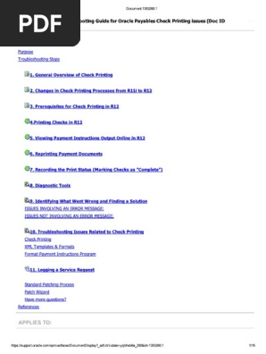 R12 AP Check Printing Trouble Shooting Guide