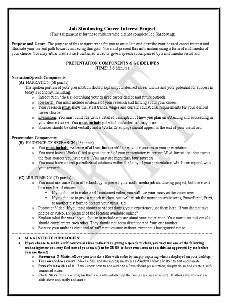 Job shadowing essays 08 image