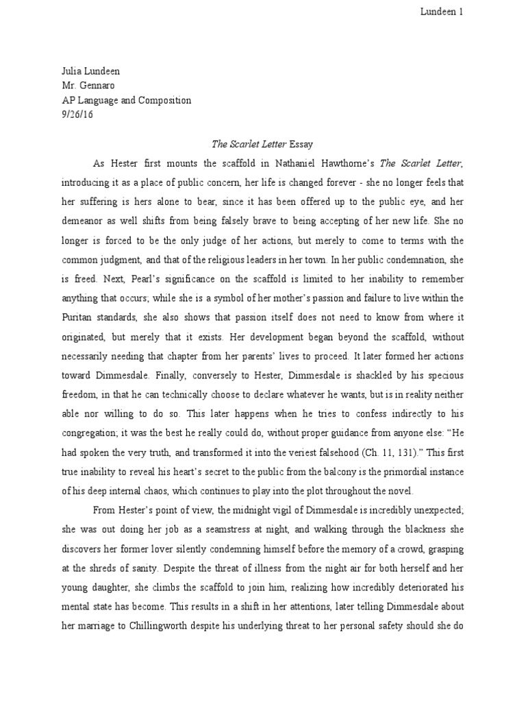argumentative essay on the scarlet letter