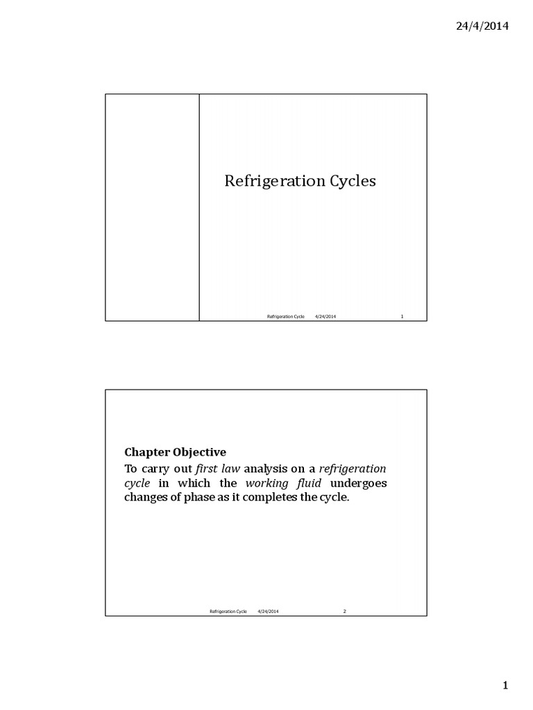 Lecture Note Refrigeration Cycle PDF Refrigeration Gas Compressor