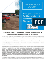 CARTA de APOIO - Todo Nosso Apoio e Solidariedade à Comunidade Cajueiro - São Luis-Maranhão