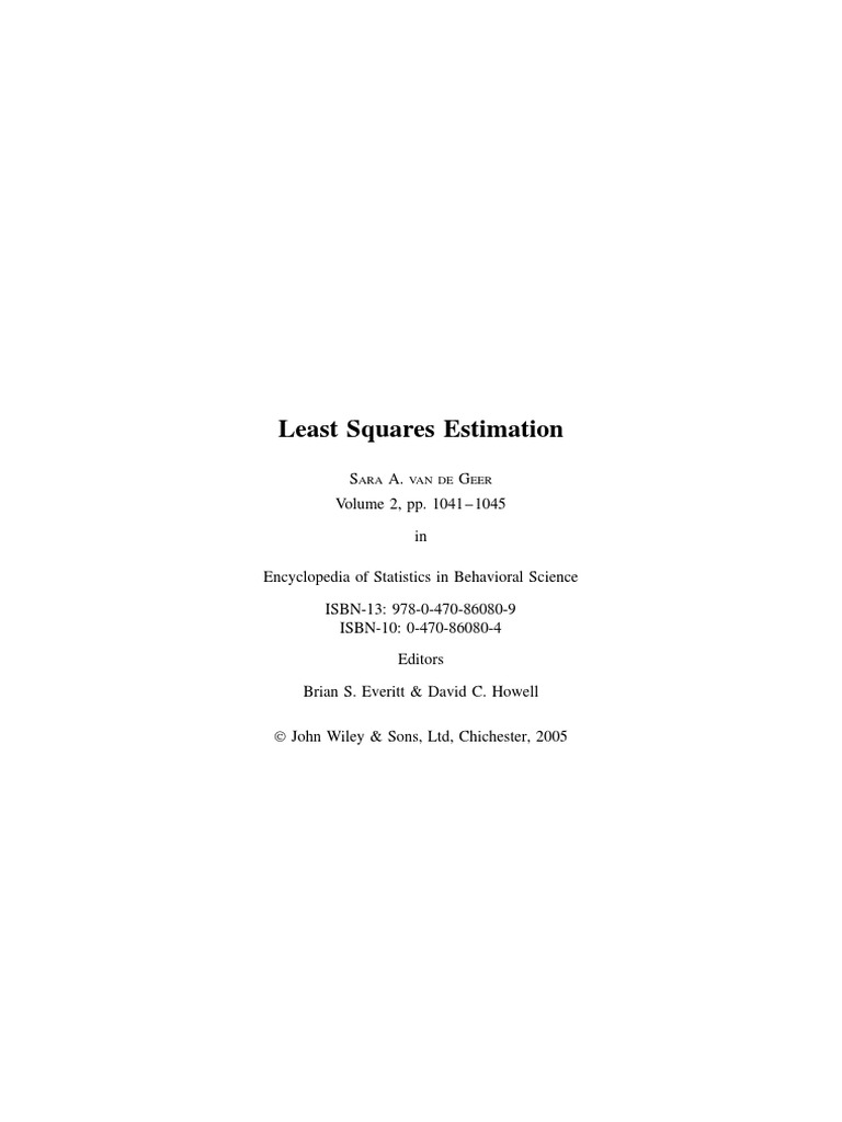 Least Squares Estimation in Regression | PDF | Ordinary Least Squares ...