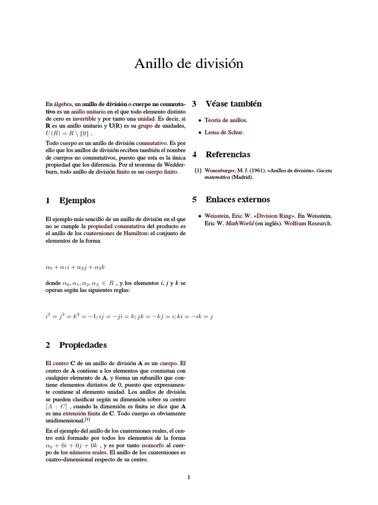 Anillo de División Anillo (Matemáticas) Álgebra universal
