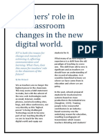 Teachers' Role in The Classroom Changes in The New Digital World