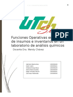 Funciones Operativas en El Manejo de Insumos e Inventarios en Un Laboratorio de Análisis Químicos