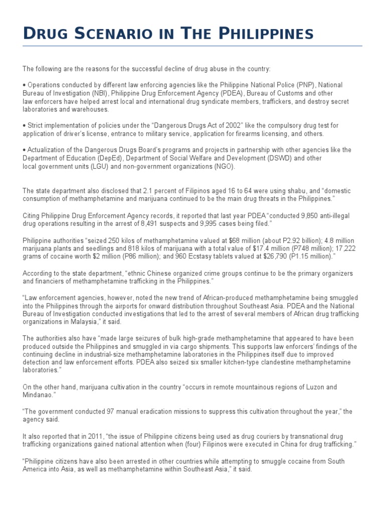 Drug Scenario in The Philippines PDF Pharmacology Drugs